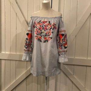 Free People Embroidered Off the Shoulder Dress